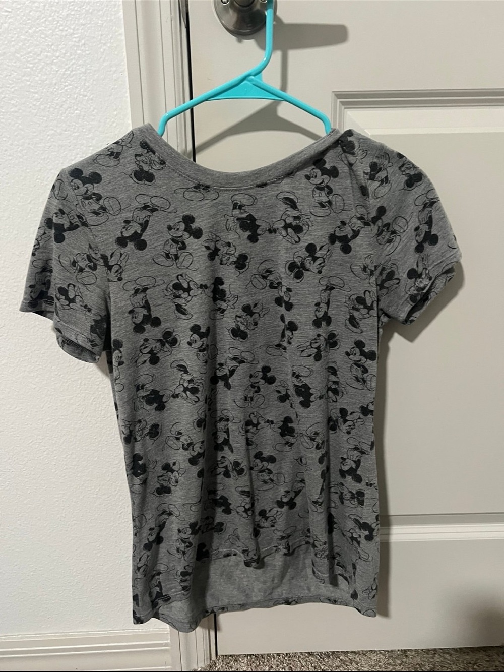 Disney Gray Tee with Black Mickey Mouse Pattern